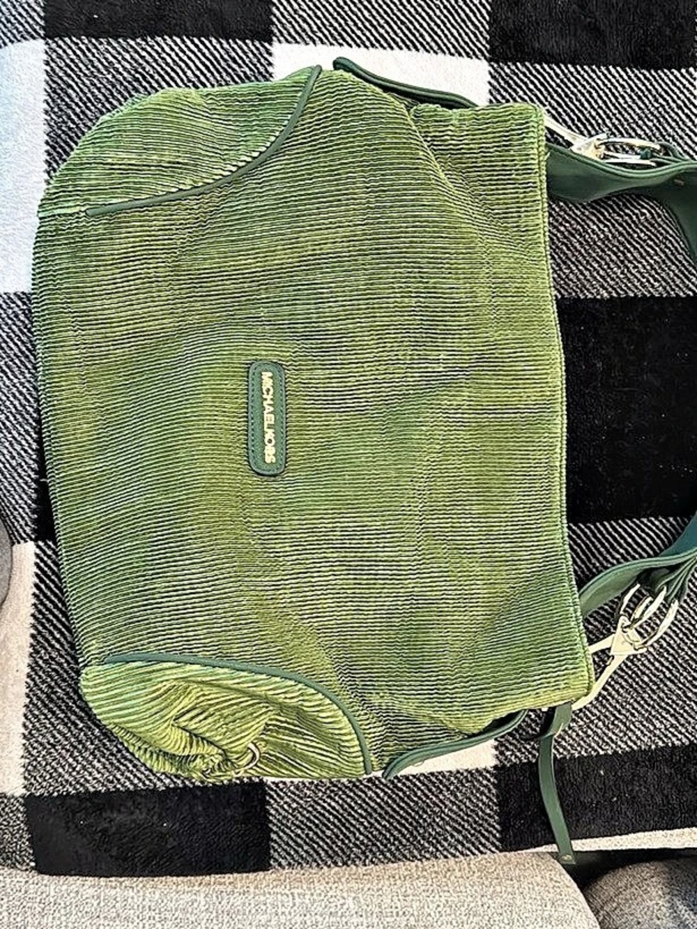 Michael Kors Green & Black Plaid Crossbody Bag